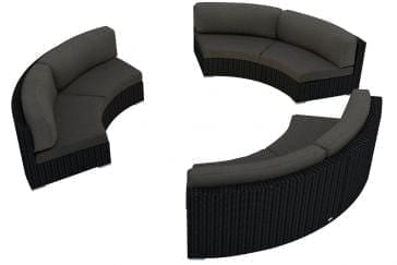 Harmonia Living Outdoor Sectional Canvas Charcoal Harmonia Living - Urbana 3 Piece Curved Sectional Set