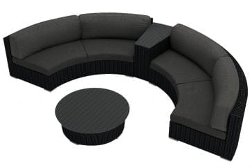 Harmonia Living Outdoor Sectional Canvas Charcoal Harmonia Living - Urbana 4 Piece Curved Sectional Set