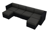 Harmonia Living Outdoor Sectional Canvas Charcoal Harmonia Living - Urbana 6 Piece Lounge Sectional Set | 1 Left Arm Section | 2 Middle Sections | 2 Ottomans | 1 Right Arm Section |  HL-URBN-CB-6SEC