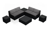 Harmonia Living Outdoor Sectional Canvas Charcoal Harmonia Living - Urbana 8 Piece 4-Seat Sectional Set | 4 Urbana Middle Sections | 2 Urbana Square Coffee Tables | 2 Urbana End Tables | HL-URBN-CB-8M4SEC