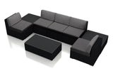 Harmonia Living Outdoor Sectional Canvas Charcoal Harmonia Living - Urbana 8 Piece 5-Seat Sectional Set | 5  Middle Sections | 2 Square Coffee Tables | 1 Long Coffee Table  | HL-URBN-CB-8M5SEC