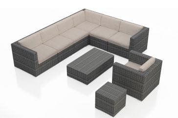 Harmonia Living Outdoor Sectional Canvas Flax Harmonia Living - District 9 Piece Sectional Set