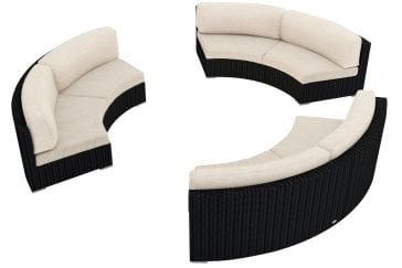 Harmonia Living Outdoor Sectional Canvas Flax Harmonia Living - Urbana 3 Piece Curved Sectional Set