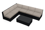 Harmonia Living Outdoor Sectional Canvas Flax Harmonia Living - Urbana 7 Piece Sectional Set | 5 Middle Sections |  1 Corner Section | 1 Long Coffee Table | HL-URBN-CB-7SEC