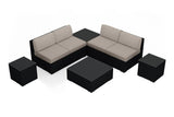 Harmonia Living Outdoor Sectional Canvas Flax Harmonia Living - Urbana 8 Piece 4-Seat Sectional Set | 4 Urbana Middle Sections | 2 Urbana Square Coffee Tables | 2 Urbana End Tables | HL-URBN-CB-8M4SEC