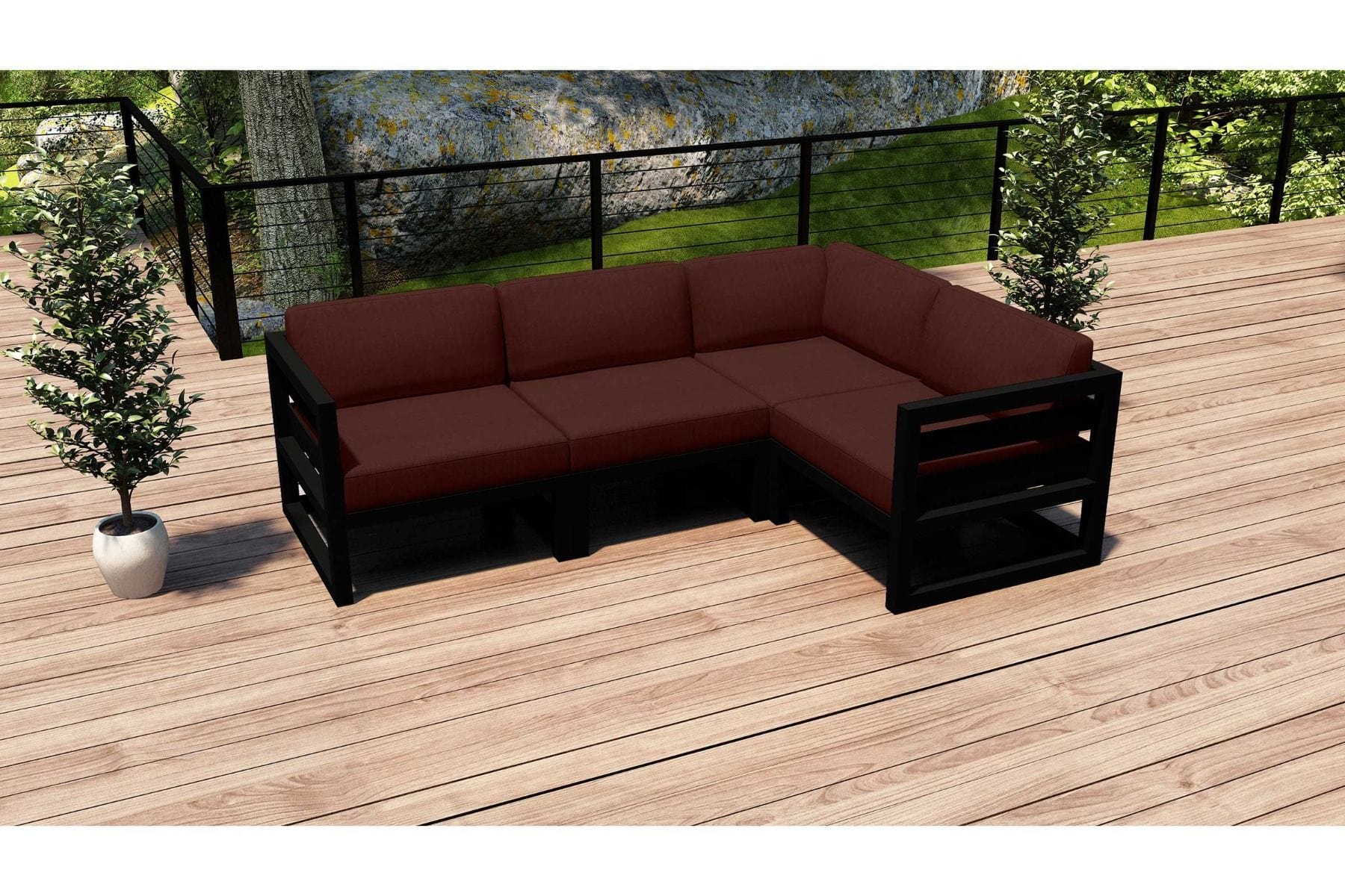 Harmonia Living Outdoor Sectional Canvas Henna (HN) Harmonia Living - Avion 4 Piece Sectional Set | Corner, Middle, Left and Right | HL-AVN-BK-4SEC