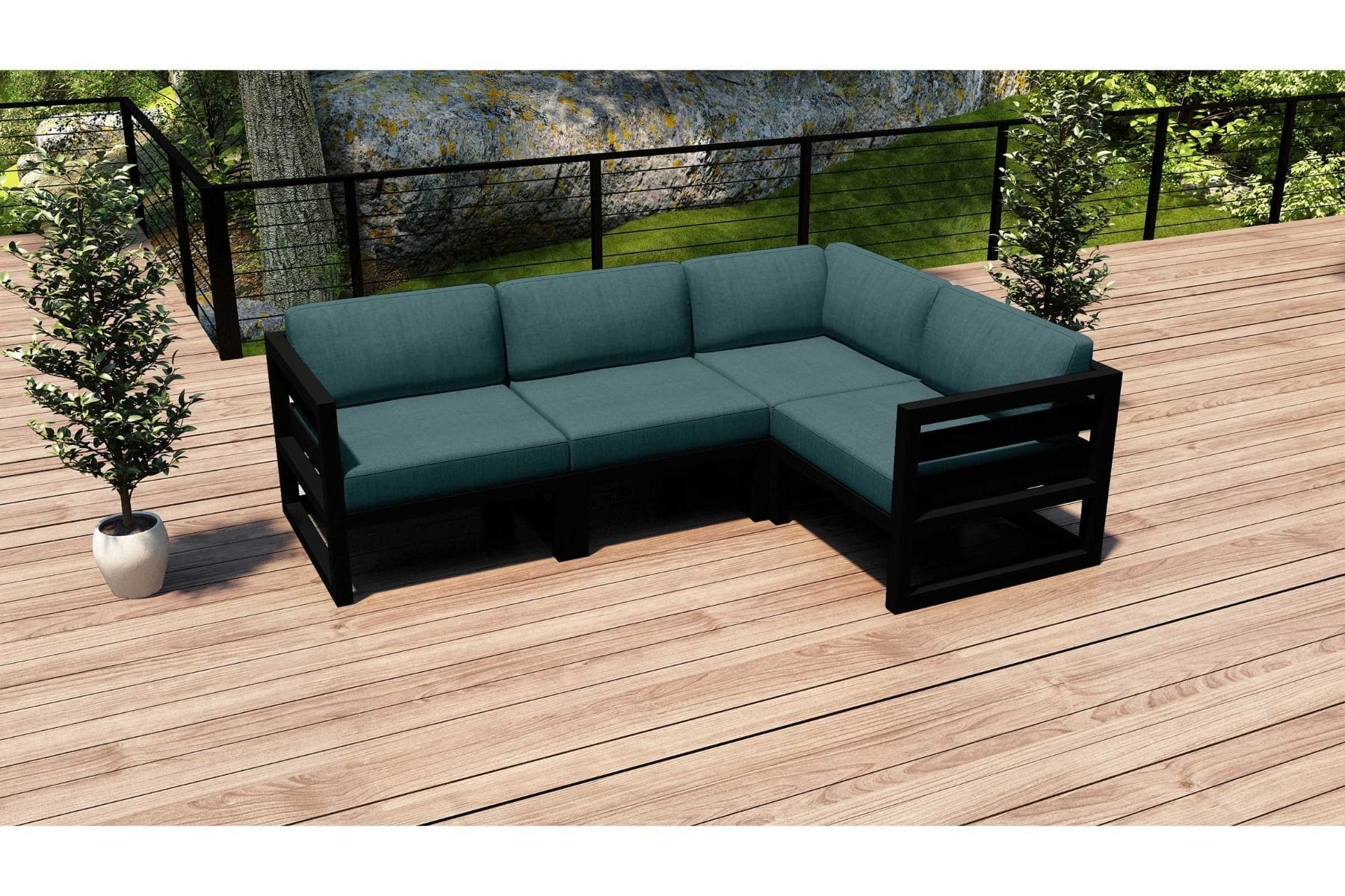 Harmonia Living Outdoor Sectional Cast Lagoon (CL) Harmonia Living - Avion 4 Piece Sectional Set | Corner, Middle, Left and Right | HL-AVN-BK-4SEC