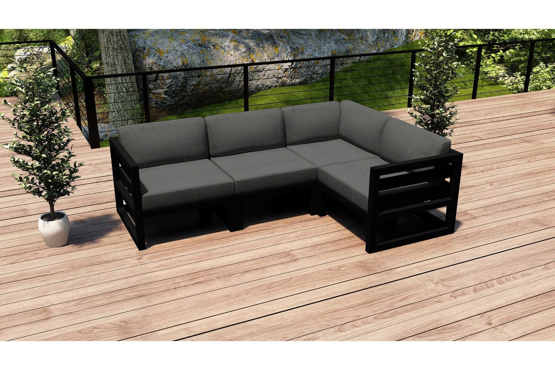 Harmonia Living Outdoor Sectional Harmonia Living - Avion 4 Piece Sectional Set | Corner, Middle, Left and Right | HL-AVN-BK-4SEC