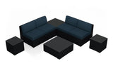 Harmonia Living Outdoor Sectional Spectrum Indigo Harmonia Living - Urbana 8 Piece 4-Seat Sectional Set | 4 Urbana Middle Sections | 2 Urbana Square Coffee Tables | 2 Urbana End Tables | HL-URBN-CB-8M4SEC