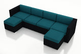 Harmonia Living Outdoor Sectional Spectrum Peacock Harmonia Living - Urbana 6 Piece Lounge Sectional Set | 1 Left Arm Section | 2 Middle Sections | 2 Ottomans | 1 Right Arm Section |  HL-URBN-CB-6SEC