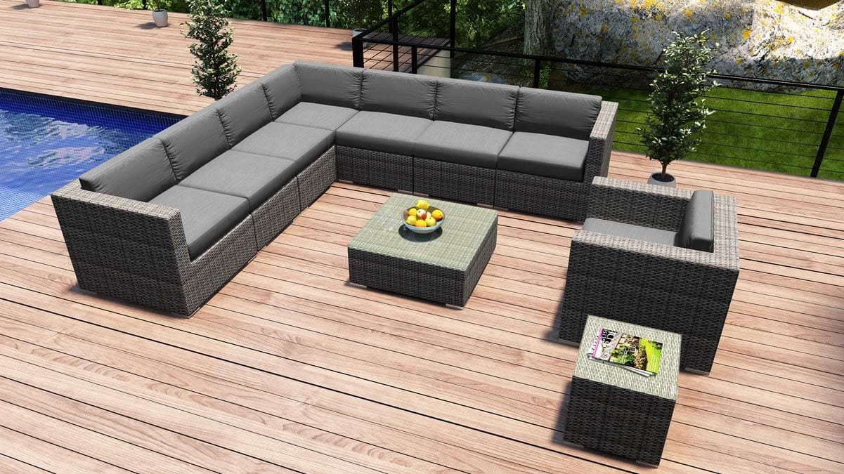 Harmonia Living Outdoor Sets Harmonia Living - District 10 Piece Club Chair Sectional Set