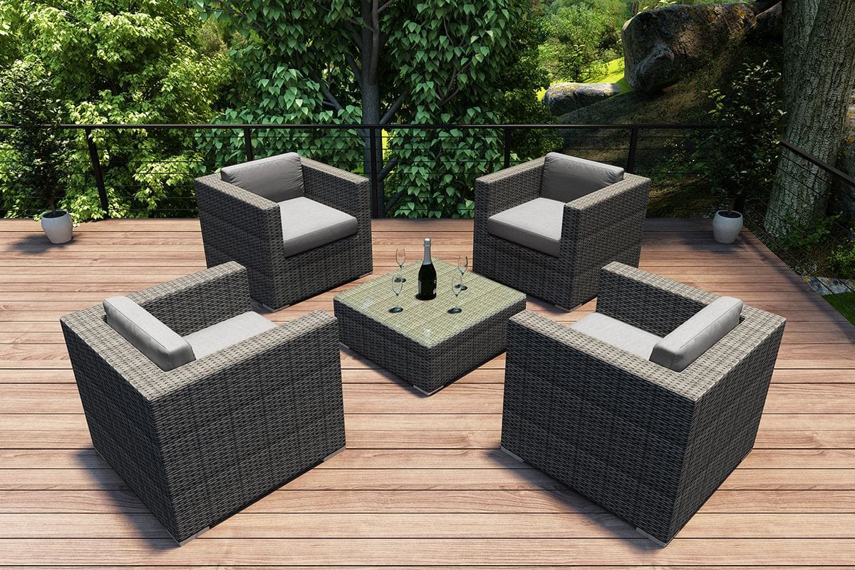 Harmonia Living Outdoor Sets Harmonia Living - District 5 Piece 4-Seat Club Chair Set