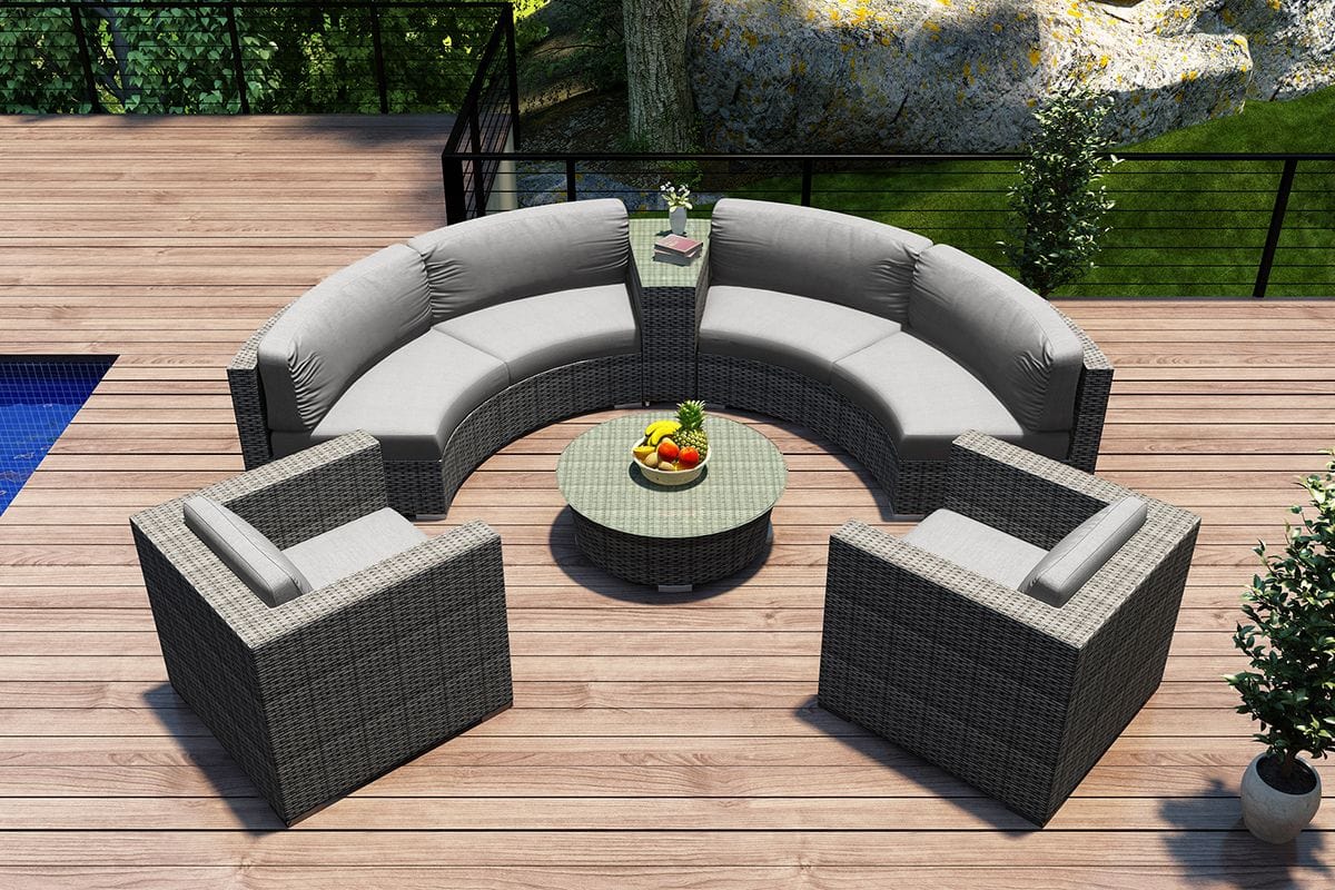Harmonia Living Outdoor Sets Harmonia Living - District 6 Piece Curved Sectional Set