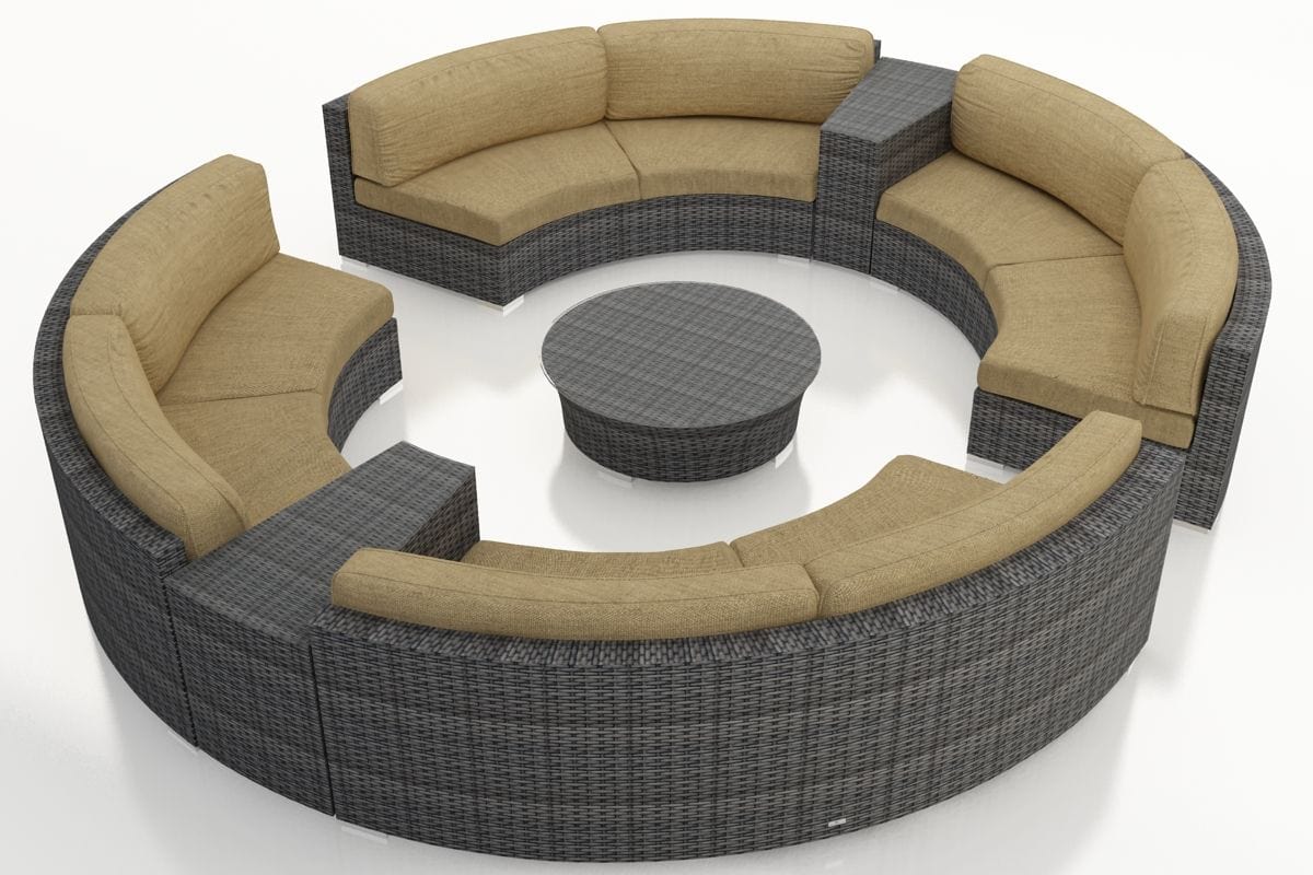 Harmonia Living Outdoor Sets Harmonia Living - District 7 Piece Curved Sectional Set