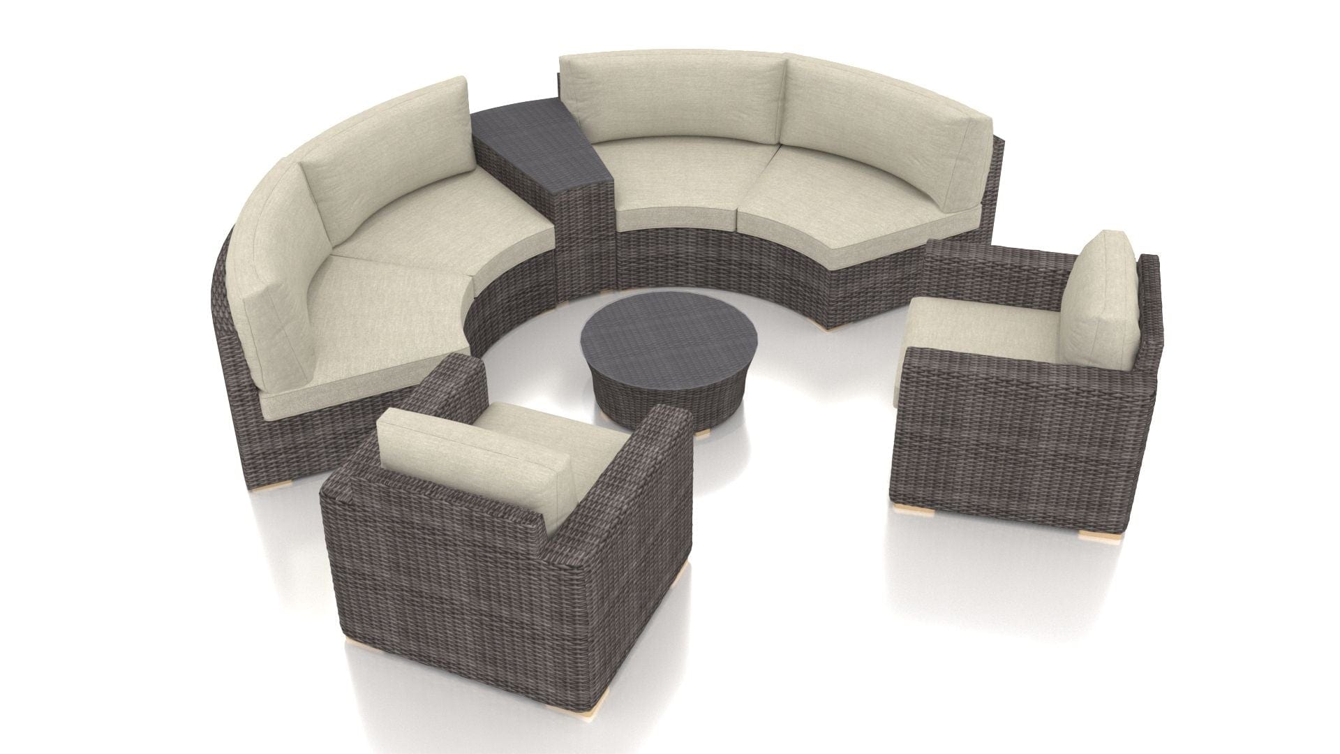 Harmonia Living Outdoor Sets Harmonia Living - Dune 6 Piece Curved Sectional Set