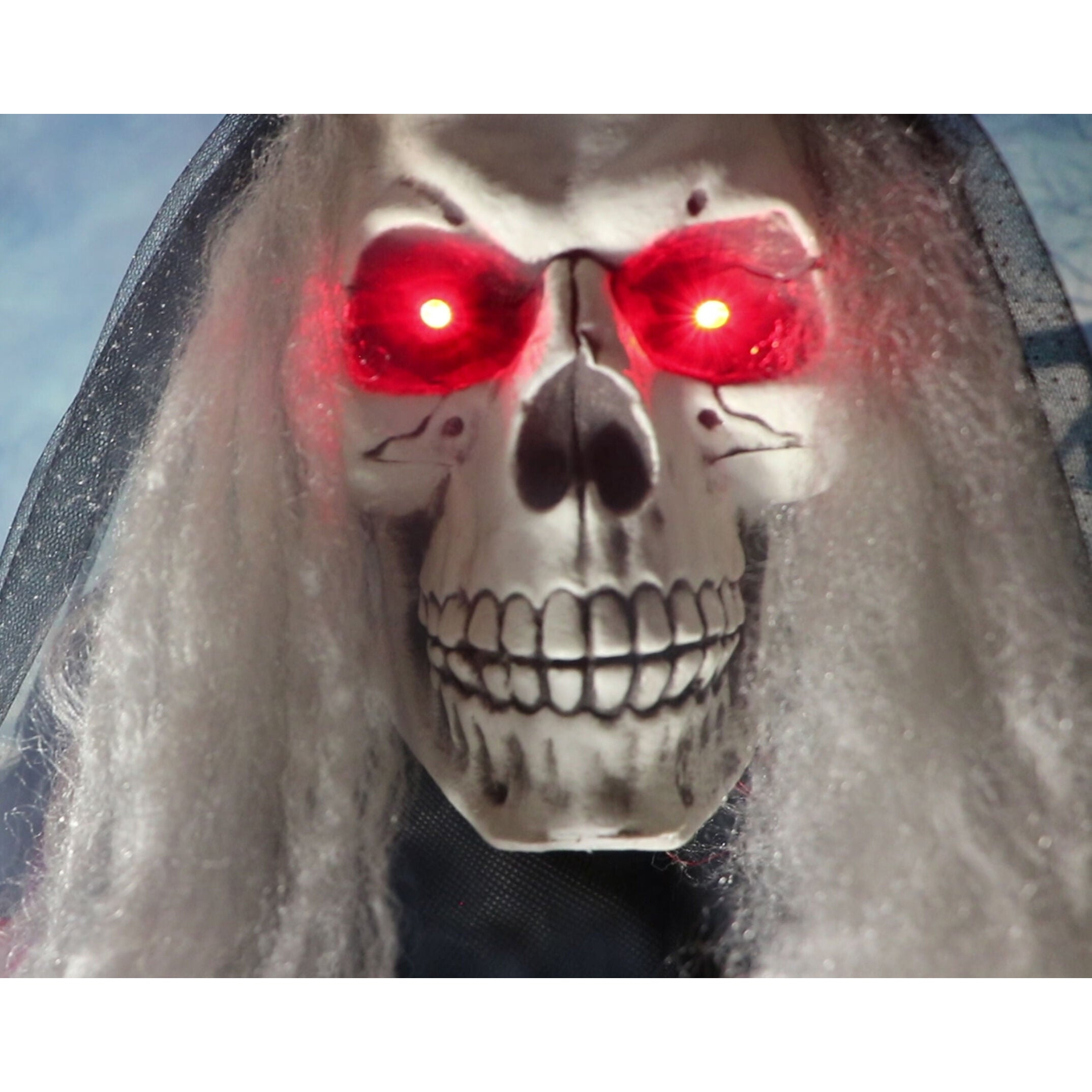 Haunted Hill Farm -  65-In. Mona the Moaning Skeleton Bride, Indoor or Covered Outdoor Halloween Decoration, Red LED Eyes