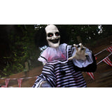 Haunted Hill Farm -  6-Ft. Fester the Talking Animatronic Clown, Indoor or Covered Outdoor Halloween Decoration, Red LED Eyes