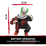 Haunted Hill Farm -  32-In. Slice the Animatronic Talking Clown, Indoor or Covered Outdoor Halloween Decoration, Red LED Eyes