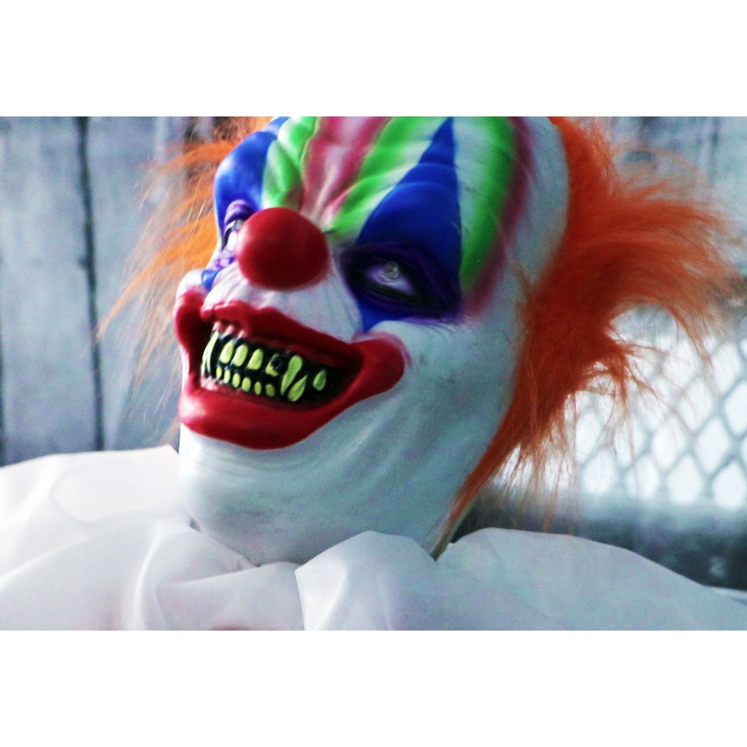 Haunted Hill Farm -  65-In. Scary the Animatronic Talking Clown, Indoor or Covered Outdoor Halloween Decoration, Red LED Eyes