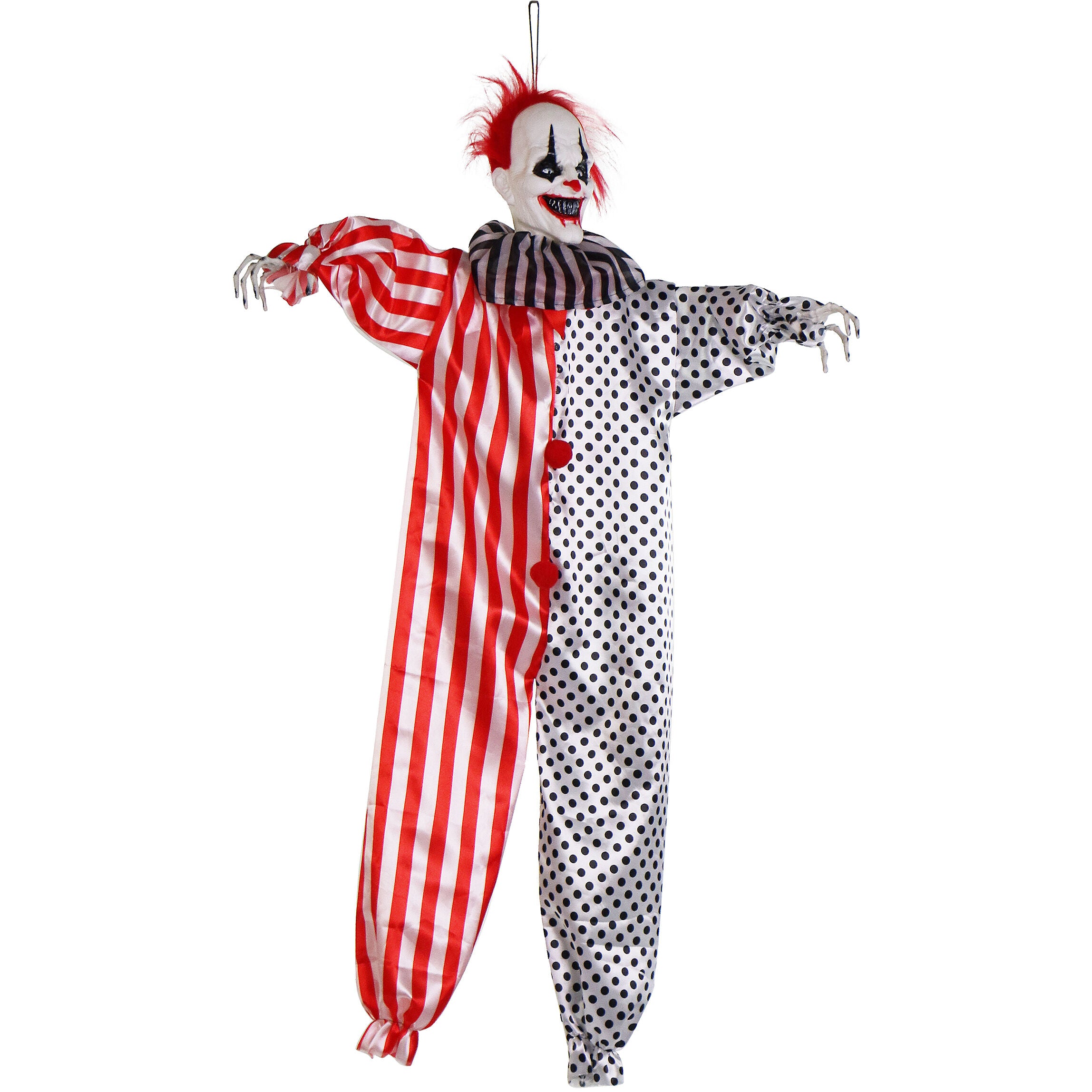Haunted Hill Farm - Floating Clown Animatronic with Blue Chest Light for Scary Hanging Halloween Decoration