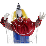 Haunted Hill Farm - Animatronic Twisting, Talking Clown Greeter with Folding Door Hook for Scary Halloween Decoration
