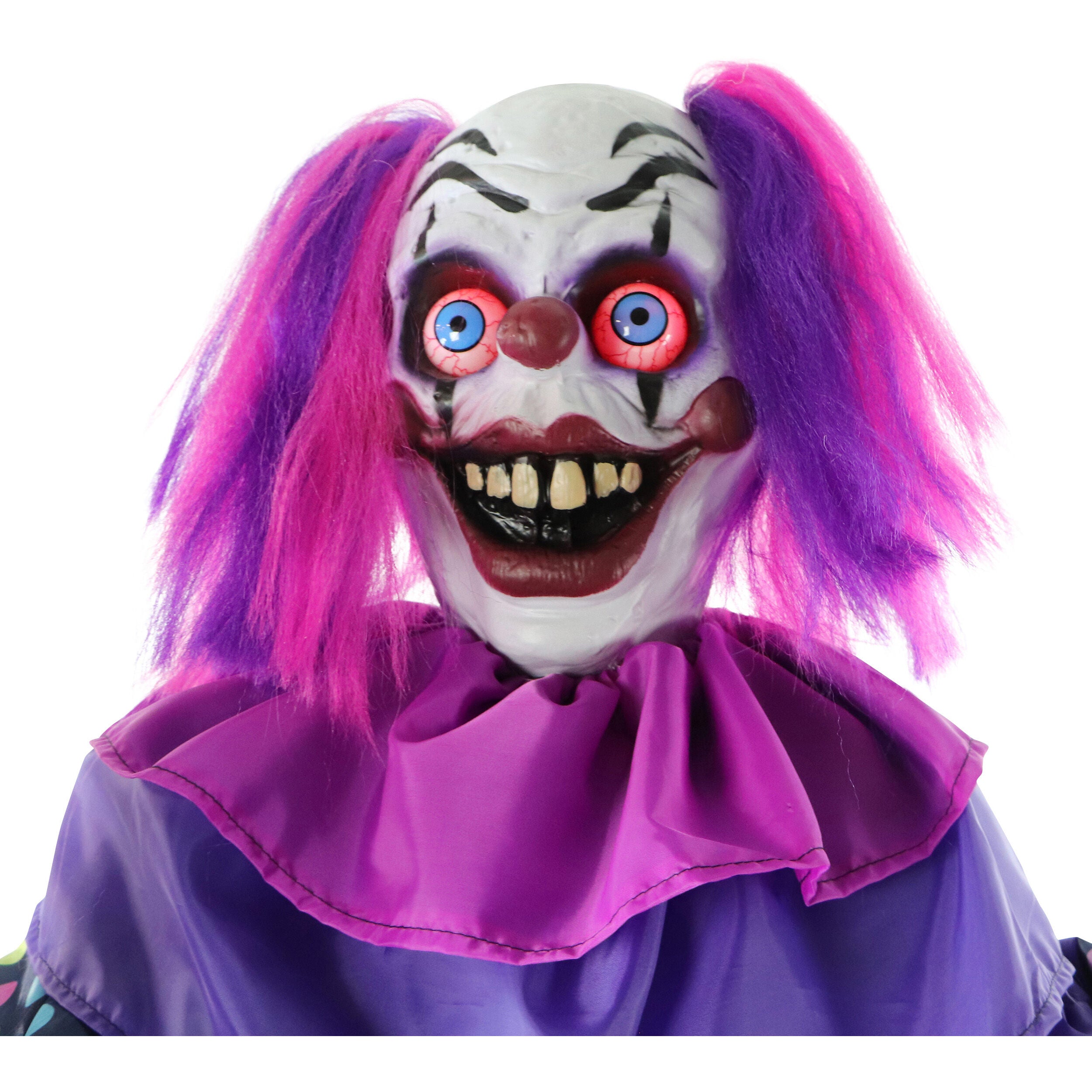 Haunted Hill Farm - Animatronic Talking Clown with Waving Hand and Light-Up Eyeballs for Scary Halloween Decoration
