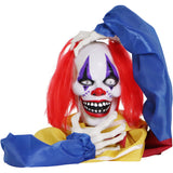 Haunted Hill Farm - Animatronic Pop-Up Talking Clown Head with Light-Up Eyes for Scary Halloween Tabletop Decoration