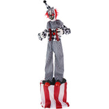 Haunted Hill Farm - Animatronic Talking Clown on a Stage with Movement and Light-Up Eyes for Scary Halloween Decoration