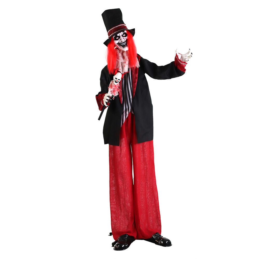 Haunted Hill Farm - Animatronic Shaking, Talking Clown with Clown-Head Magic Wand for Scary Halloween Decoration