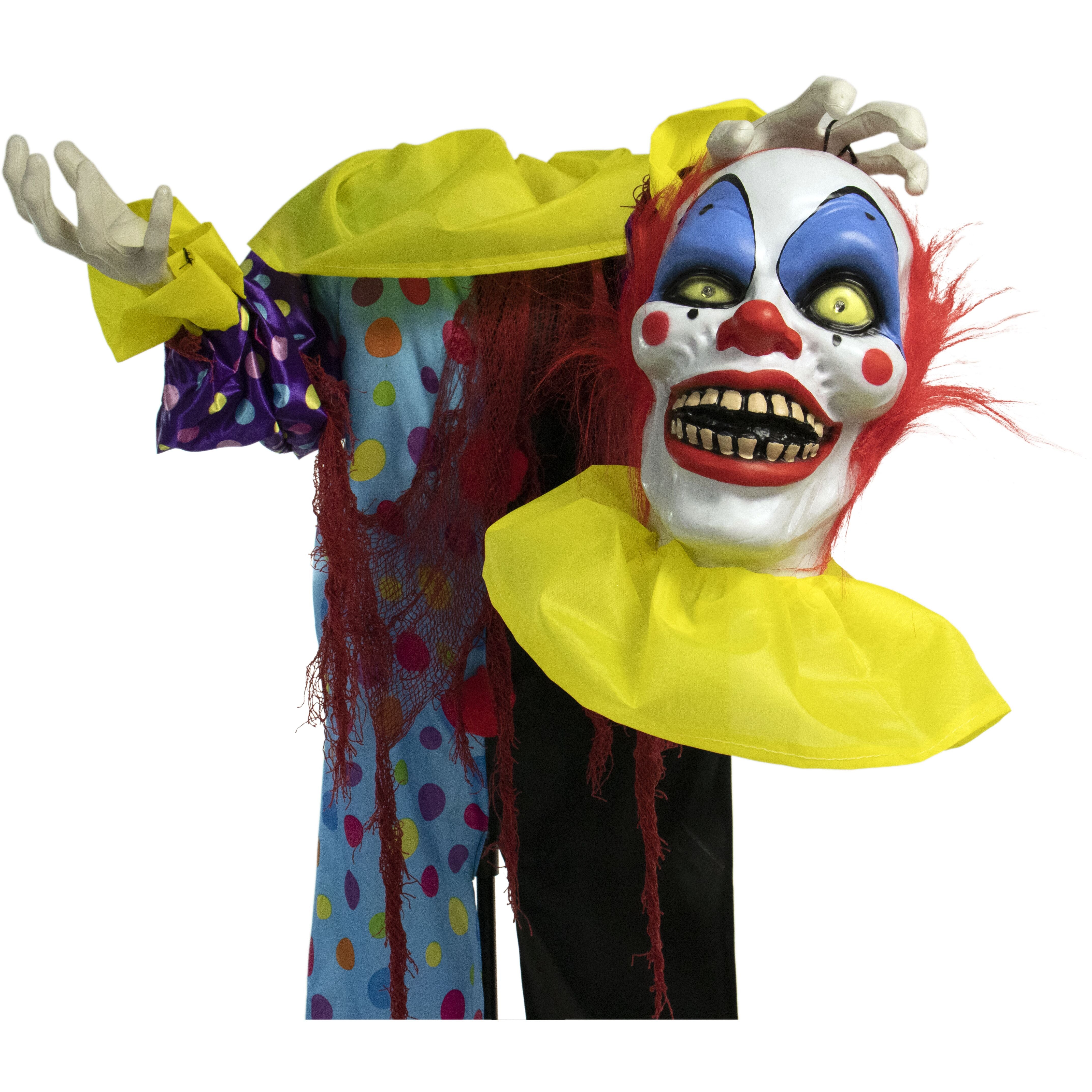 Haunted Hill Farm -  56-In. Otto the Animatronic Talking Clown, Indoor or Covered Outdoor Halloween Decoration, Red LED Eyes