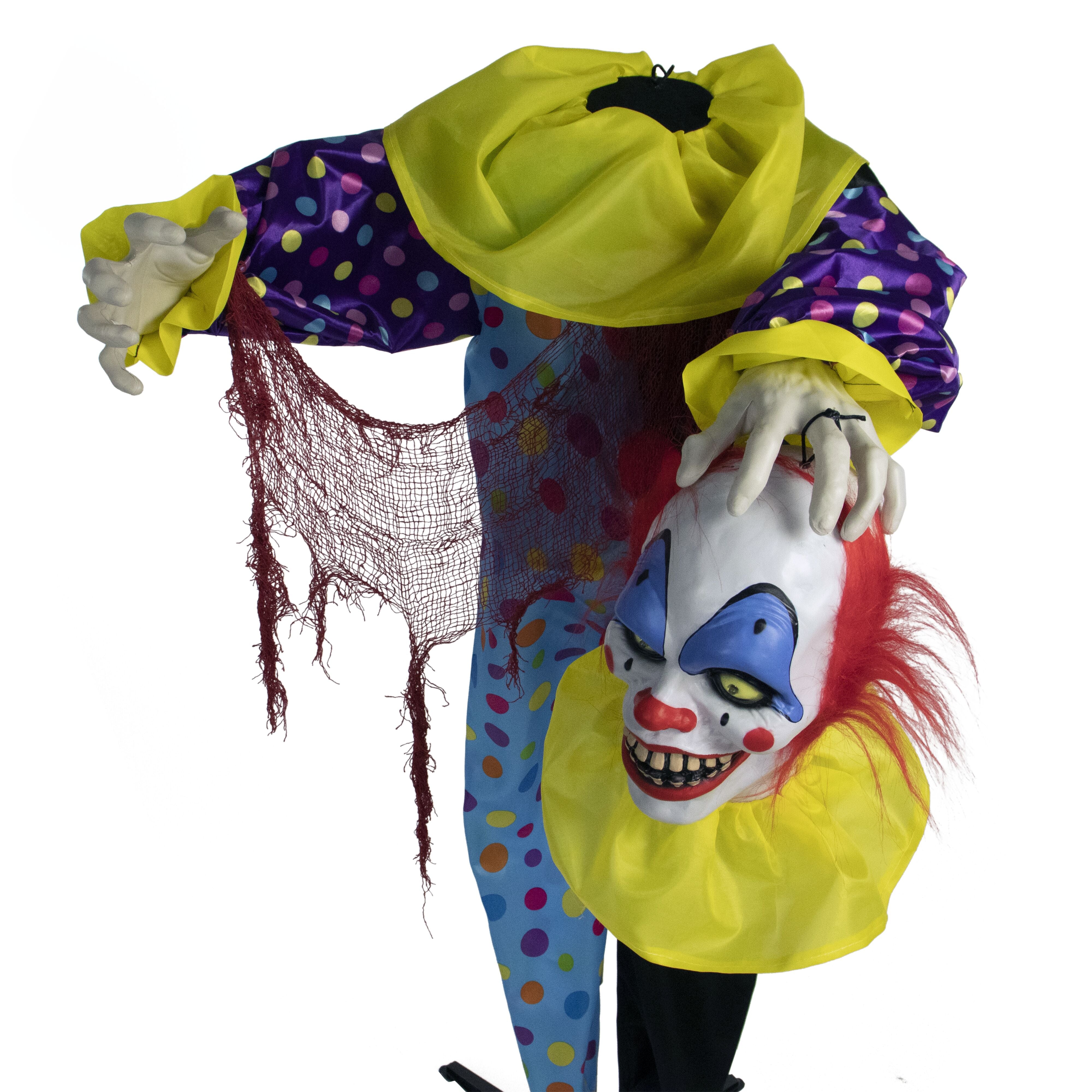 Haunted Hill Farm -  56-In. Otto the Animatronic Talking Clown, Indoor or Covered Outdoor Halloween Decoration, Red LED Eyes