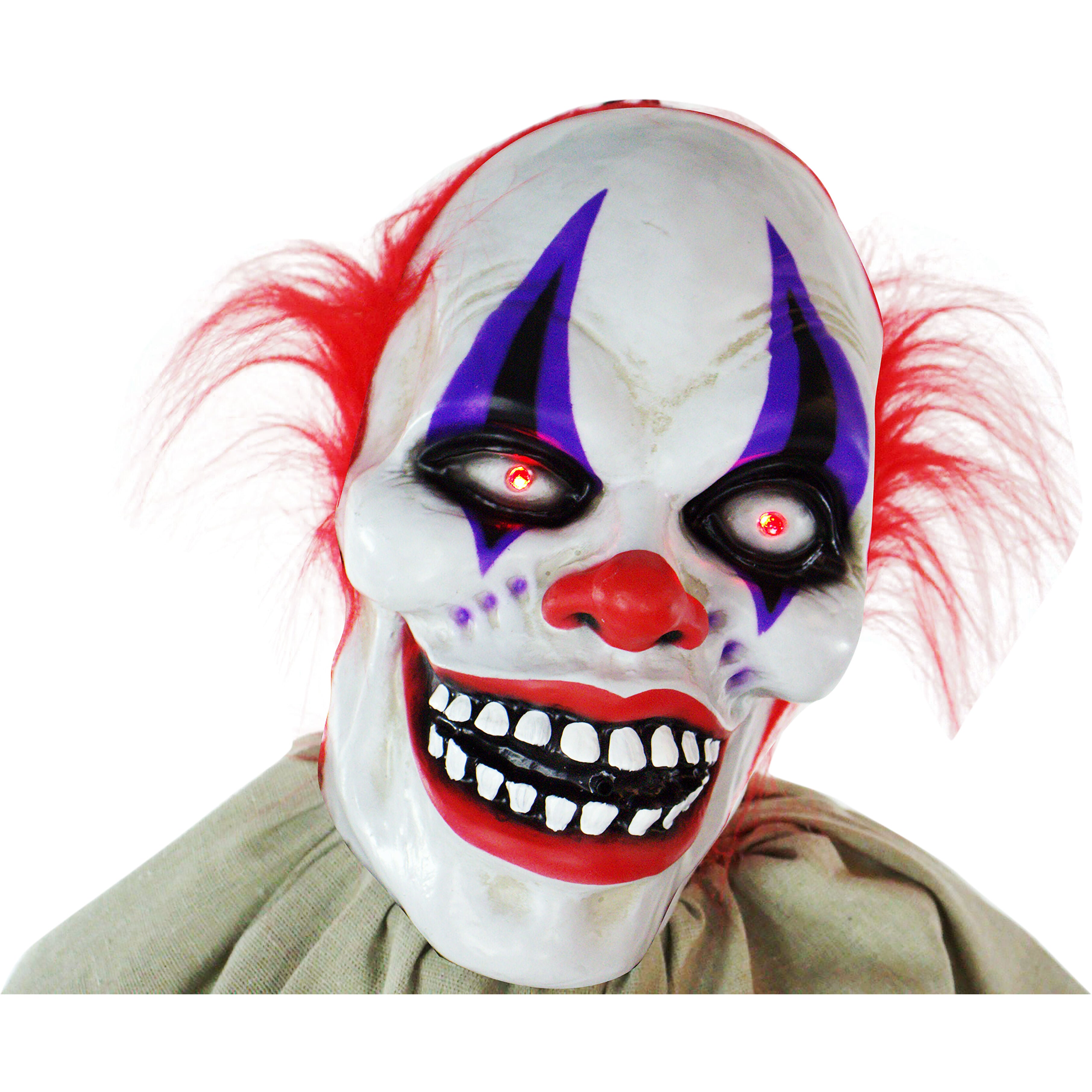 Haunted Hill Farm -  5-Ft. Frans the Talking Animatronic Clown, Indoor or Covered Outdoor Halloween Decoration, Red LED Eyes