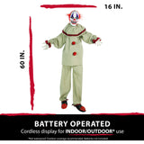 Haunted Hill Farm -  5-Ft. Frans the Talking Animatronic Clown, Indoor or Covered Outdoor Halloween Decoration, Red LED Eyes