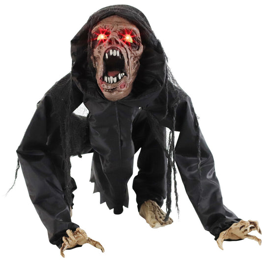 Haunted Hill Farm - Banshee the Growling Zombie Dog with Red LED Eyes Animatronic Halloween Decoration