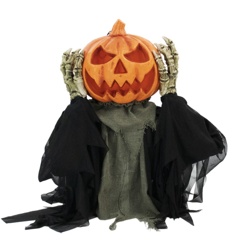 Haunted Hill Farm -  25-In. Piers the Pumpkin Head Animatronic Pop-Up, Indoor or Covered Outdoor Halloween Decoration