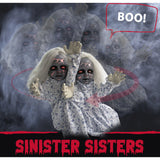 Haunted Hill Farm -  21-In. Sinister Sisters the Animatronic Zombie Twins, Indoor or Covered Outdoor Halloween Decoration