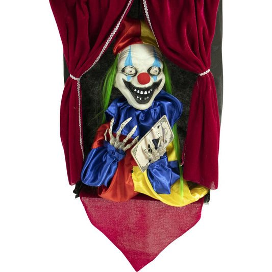 Haunted Hill Farm -  Joker the Talking Clown, Hanging Halloween Decoration, Indoor or Covered Outdoor Display, Red LED Eyes