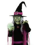 Haunted Hill Farm - 6-Ft. Tall Motion-Activated Fortune Teller Witch by SVI, Premium Talking Halloween Animatronic, Plug-In