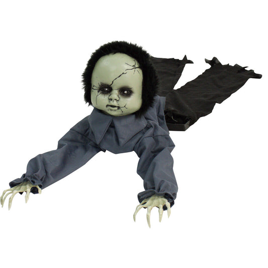 Haunted Hill Farm -  43 In. Animatronic Doll, Indoor/Outdoor Halloween Decoration, Light-up Blue Eyes, Crawling