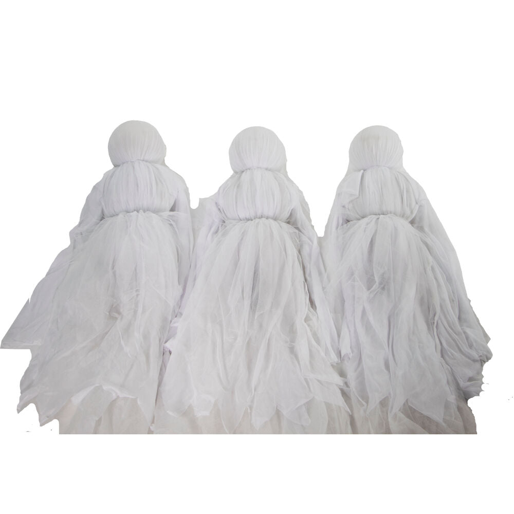 Haunted Hill Farm -  Light-Up Ghost Trio on Stakes, Outdoor Halloween Lawn Decoration