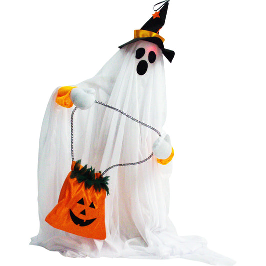 Haunted Hill Farm -  35-In. Boo the Standing Ghost with Music and LED Lights Animatronic Halloween Decoration