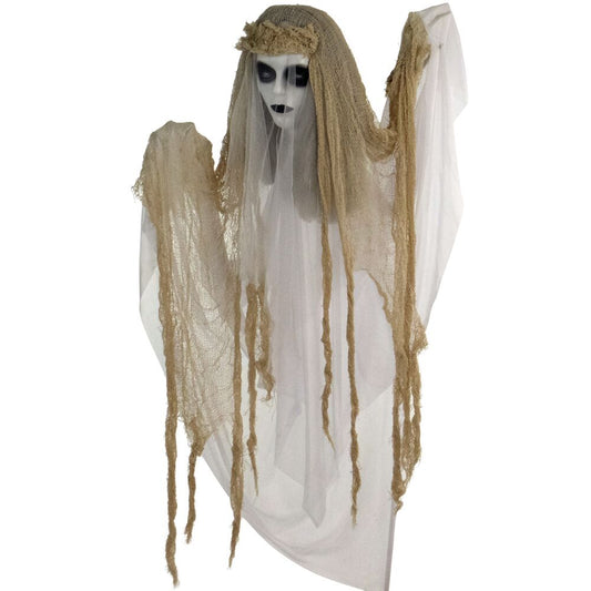 Haunted Hill Farm -  47 In. Animatronic Bride, Indoor/Outdoor Halloween Decoration, Light-up White Eyes, Poseable
