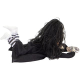 Haunted Hill Farm -  29-In. Creepy Dawn the Animated Crawling Zombie Girl, Indoor or Covered Outdoor Halloween Decoration