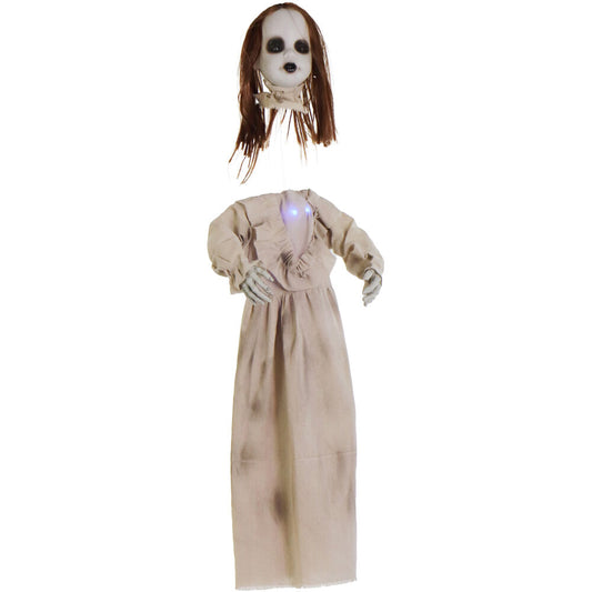 Haunted Hill Farm - Floating, Talking Zombie Girl Animatronic with Blue Chest Light for Scary Hanging Halloween Decoration