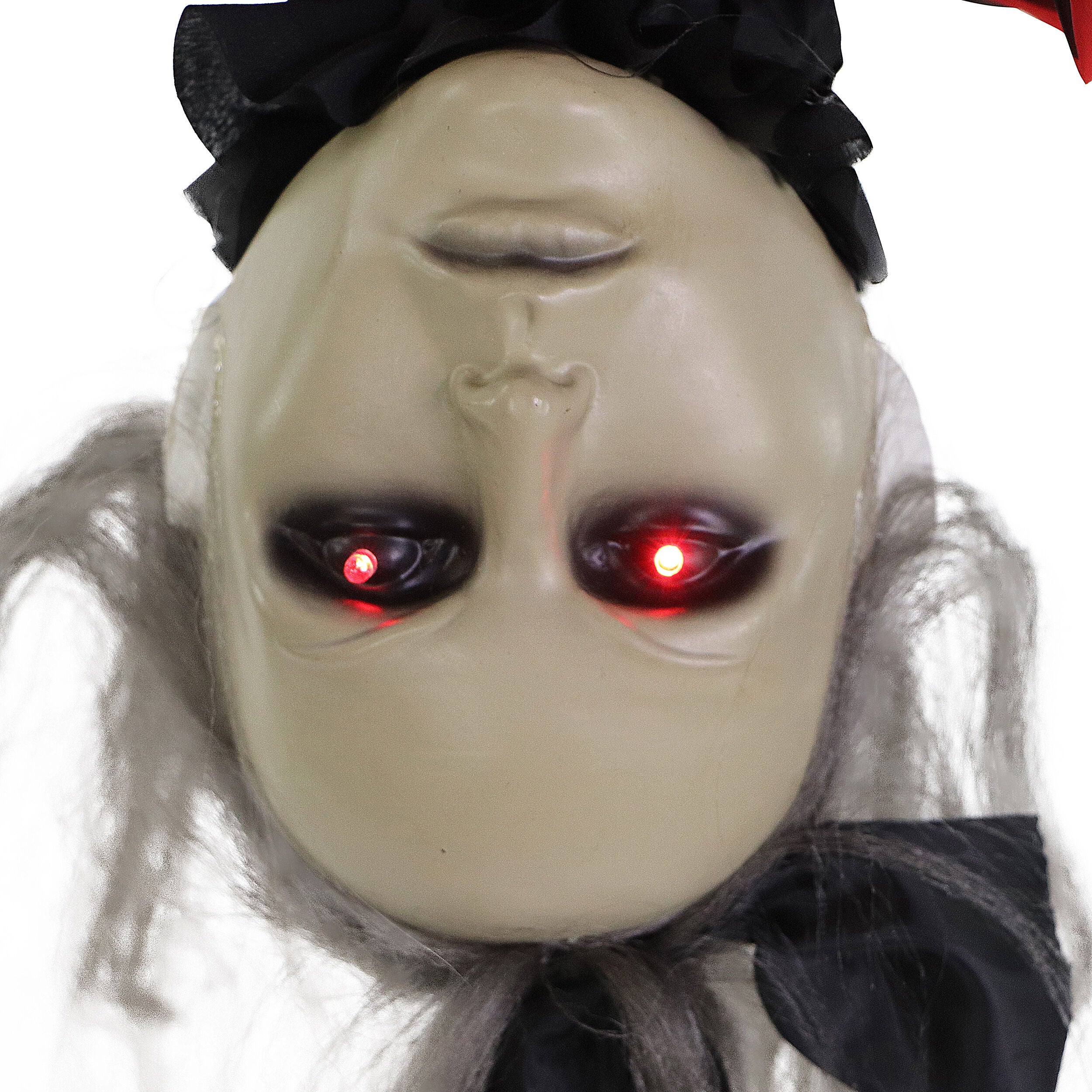 Haunted Hill Farm - Animatronic Upside-Down Zombie Woman with Trapeze, Sound, and Light-Up Eyes for Hanging Halloween Decoration