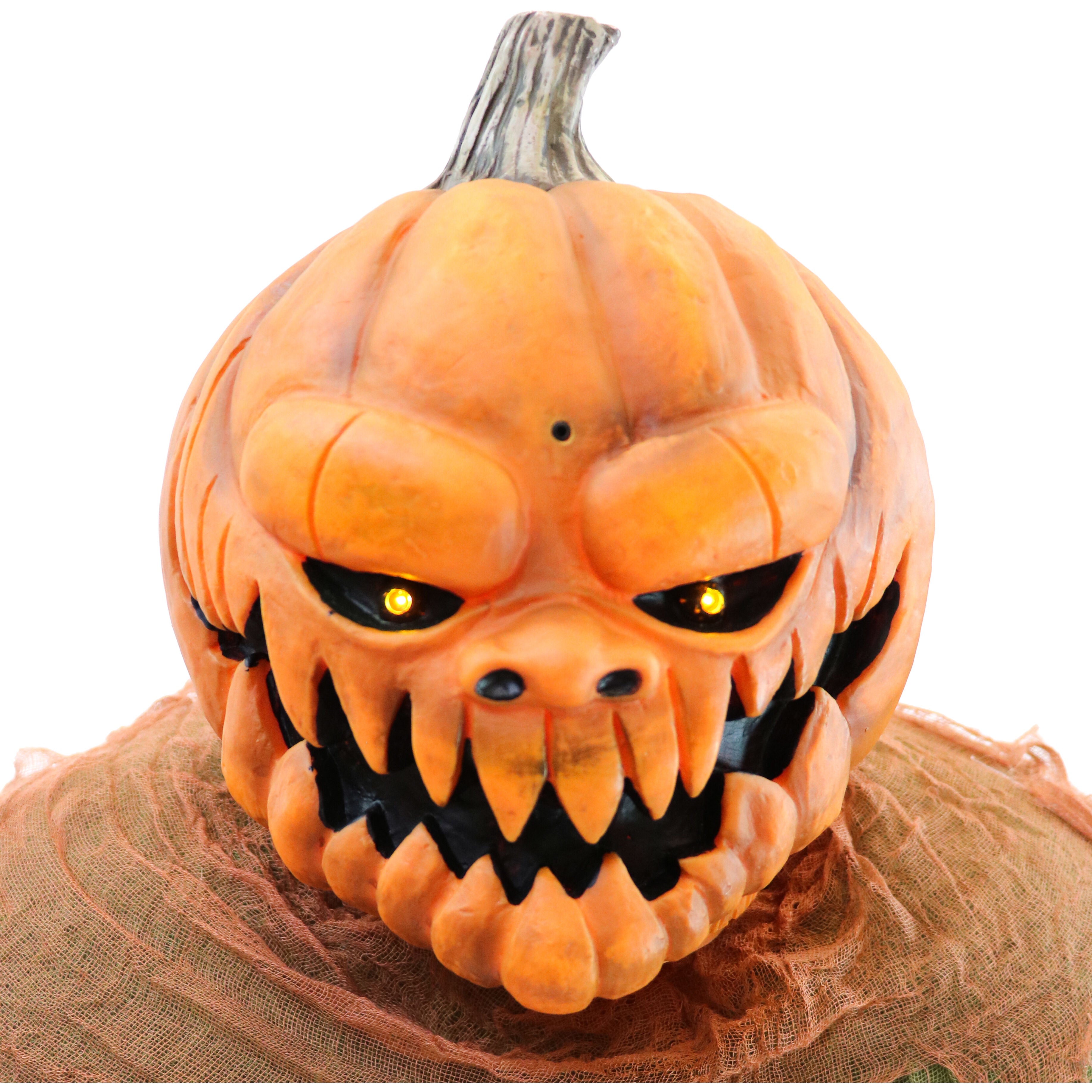 Haunted Hill Farm - Motion-Activated Jack O' Lunger by Tekky, Indoor or Covered Outdoor Premium Halloween Animatronic, Plug-In or Battery