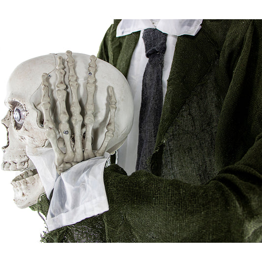 Haunted Hill Farm -  Herman the Headless Talking Skeleton Animatronic, Indoor or Covered Outdoor Halloween Decoration