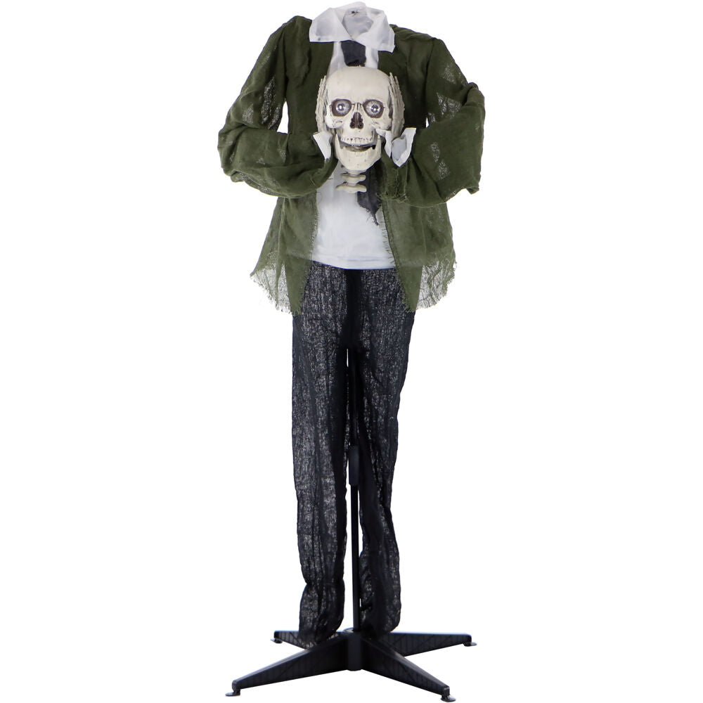 Haunted Hill Farm -  Herman the Headless Talking Skeleton Animatronic, Indoor or Covered Outdoor Halloween Decoration
