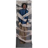 Haunted Hill Farm - Talking Zombie in Chains One-Piece Door Drape Greeter for Scary Halloween Decoration
