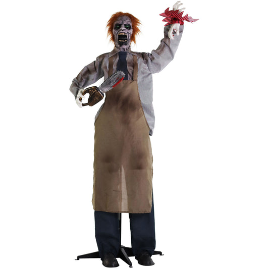 Haunted Hill Farm - Animatronic Zombie Carver with Movement, Sound, and Light-Up Eyes for Scary Halloween Decoration